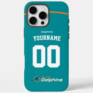 Funda iPhone 16 Pro Max Dolphins personalizados Fútbol Americano de Jersey