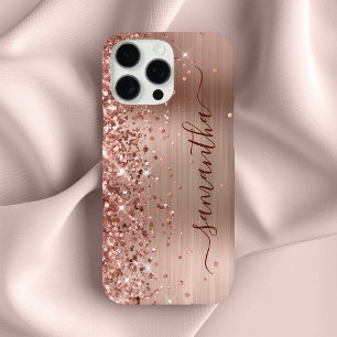 Funda iPhone 16 Pro Max Dorada Brillante Metálica Firma Femenina