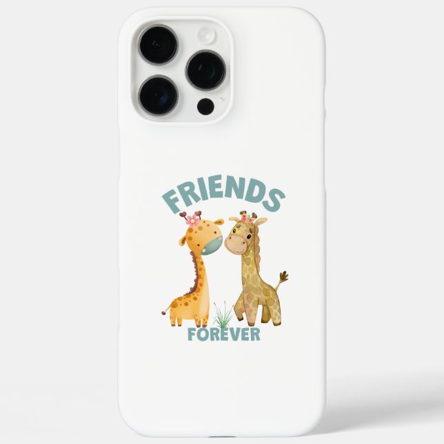 Funda iPhone 16 Pro Max Dos amigos jirafas para siempre (Reverso )