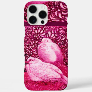 FUNDA iPhone 16 PRO MAX DOVAS BLANCAS EN FUCHSIA PINCA