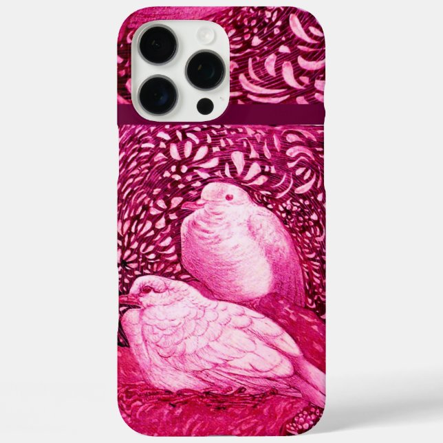 FUNDA iPhone 16 PRO MAX DOVAS BLANCAS EN FUCHSIA PINCA (Reverso )