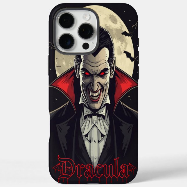 Funda iPhone 16 Pro Max Drácula Halloween de horror gótico (Reverso)