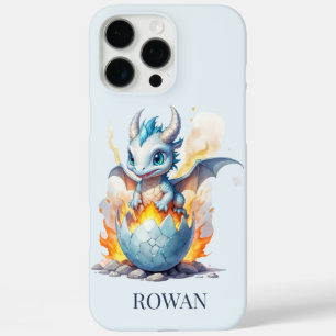 Funda iPhone 16 Pro Max Dragón azul personalizado de Hatchling con fuego c