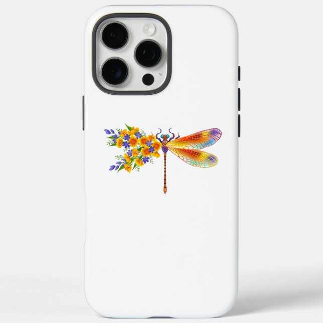 Funda iPhone 16 Pro Max Dragón de flores amarillas (Reverso)