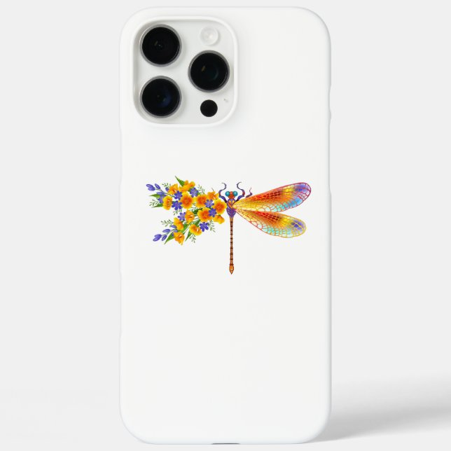 Funda iPhone 16 Pro Max Dragón de flores amarillas (Reverso )