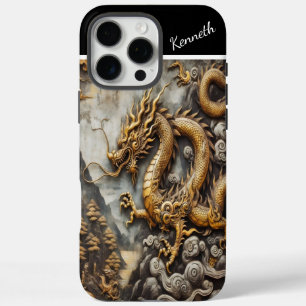 Funda iPhone 16 Pro Max Dragón dorado ascendente