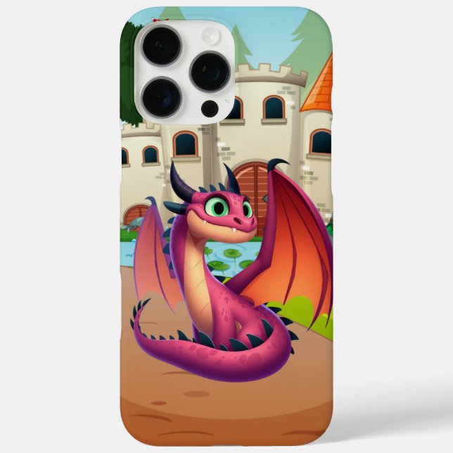 Funda iPhone 16 Pro Max Dragón personalizado morado/rojo (Reverso )