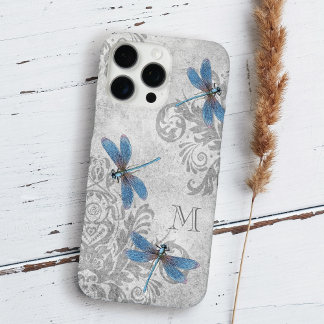 Funda iPhone 16 Pro Max Dragonflies cosecha Damasco con Monograma