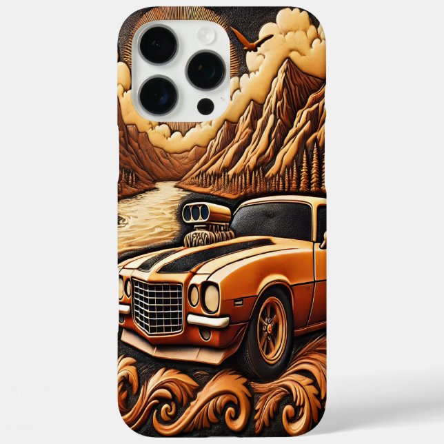 Funda iPhone 16 Pro Max Dreamy Valley Drive con el coche de los 80 (Reverso )