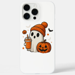 Funda iPhone 16 Pro Max Dulce Fantasma de Halloween con Calabaza y Bebida
