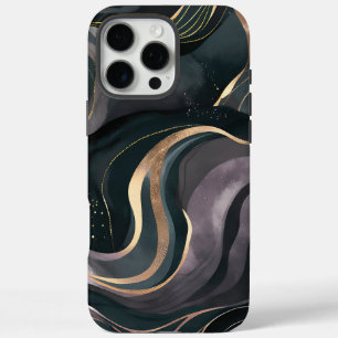Funda iPhone 16 Pro Max Eclipse de terciopelo   Flujo de oro de mármol osc