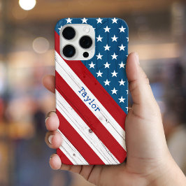 Funda iPhone 16 Pro Max EEUU Patriótico Rústico Estrellas con bandera esta