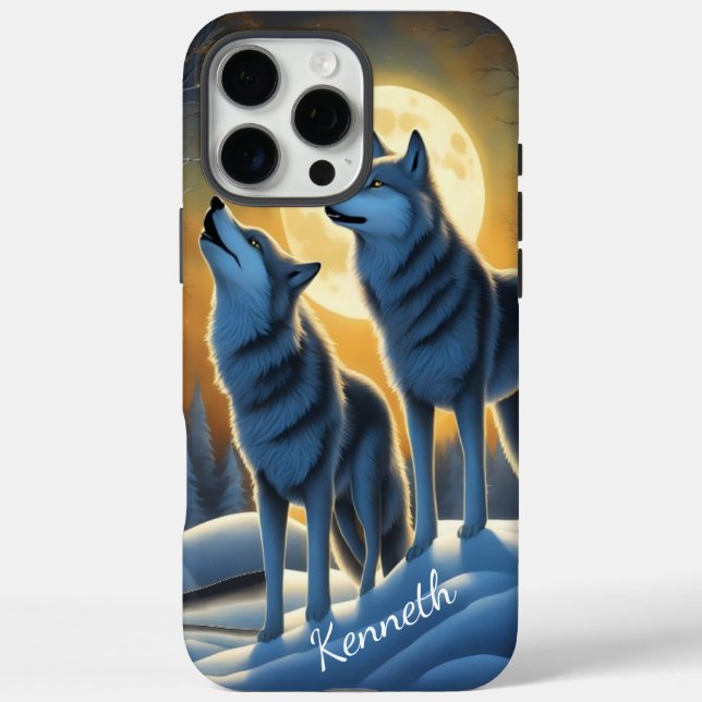 Funda iPhone 16 Pro Max El embellecimiento de Wolf Wolf en el bosque (Reverso)