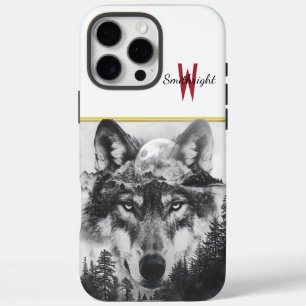 Funda iPhone 16 Pro Max El lobo majestuoso mirando bajo una luminosa luna