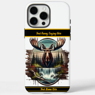 Funda iPhone 16 Pro Max El majestuoso alce junto a una serena cascada al a