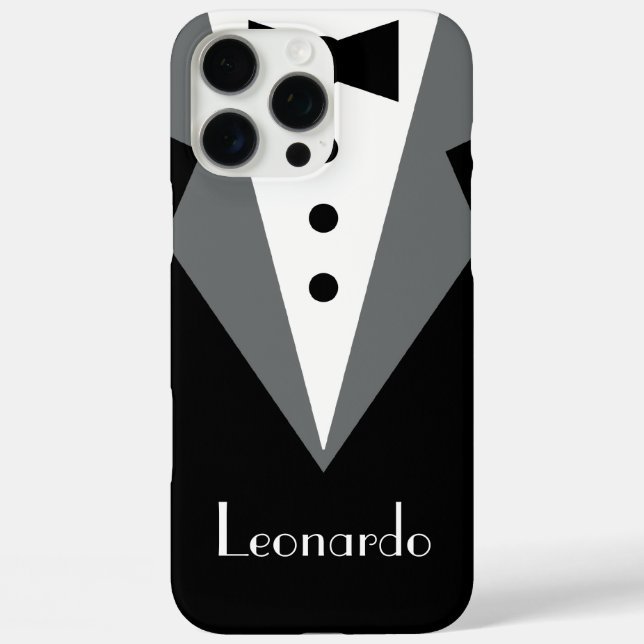Funda iPhone 16 Pro Max El traje negro de esmoquín personalizado (Reverso )