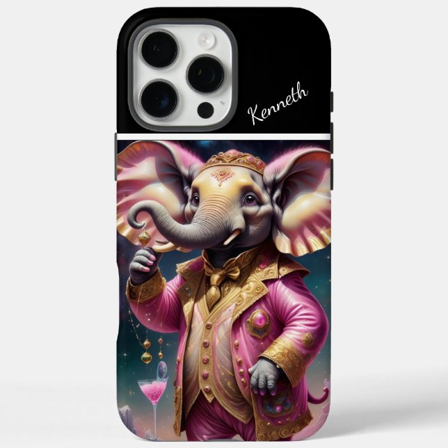 Funda iPhone 16 Pro Max Elefante elegante en el espacio (Reverso)