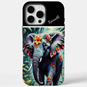 Funda iPhone 16 Pro Max Elefante floral en la jungla