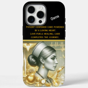 Funda iPhone 16 Pro Max Elegancia dorada de una enfermera practicante en e