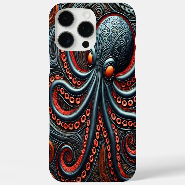 Funda iPhone 16 Pro Max Elegancia marina: Vibrante diseño de pulpo (Reverso )