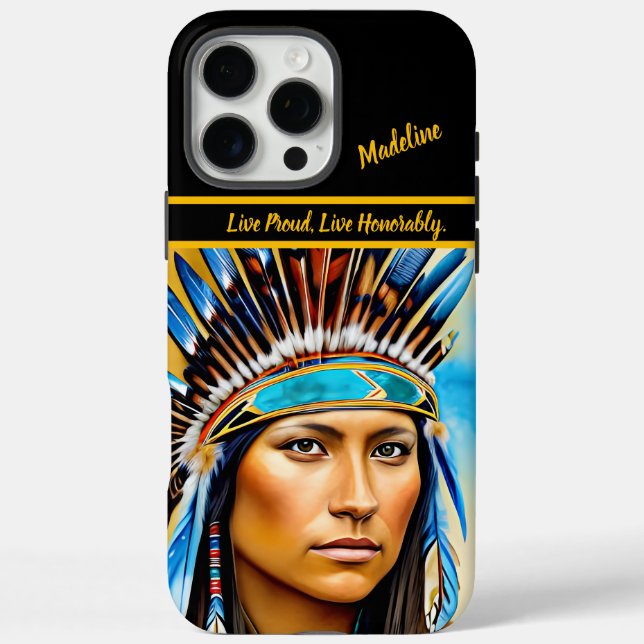 Funda iPhone 16 Pro Max Elegancia tribal de arte nativo (Reverso)