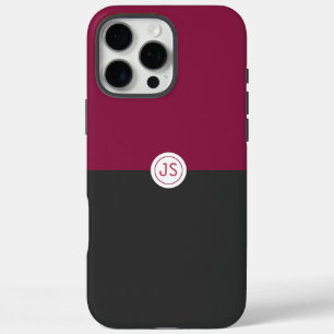 Funda iPhone 16 Pro Max Elegant Burgundy and Black Monogram