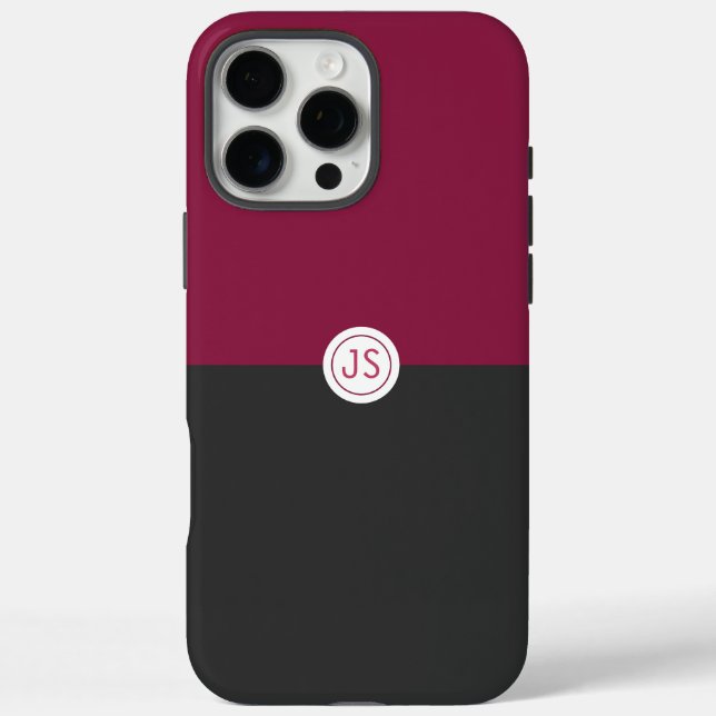 Funda iPhone 16 Pro Max Elegant Burgundy and Black Monogram (Reverso)