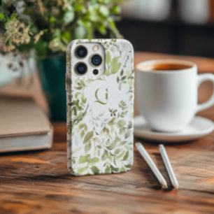 Funda iPhone 16 Pro Max Elegante Botánica   Monograma Inicial 