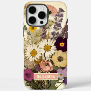 Funda iPhone 16 Pro Max Elegante Bouquet de Flor Presionada Vintage