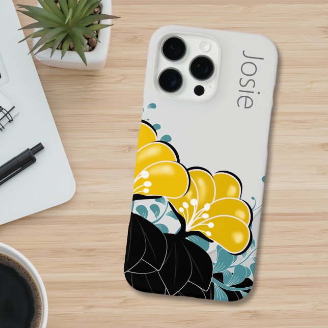Funda iPhone 16 Pro Max Elegante Camellias doradas Añadir nombre (Subido por el creador)