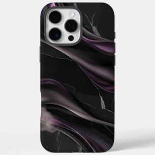 Funda iPhone 16 Pro Max Elegante diseño abstracto negro y púrpura