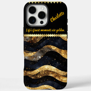 Funda iPhone 16 Pro Max Elegante diseño de mármol con tonos dorados