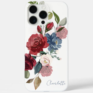 Funda iPhone 16 Pro Max Elegante escritura de acuarela floral personalizad