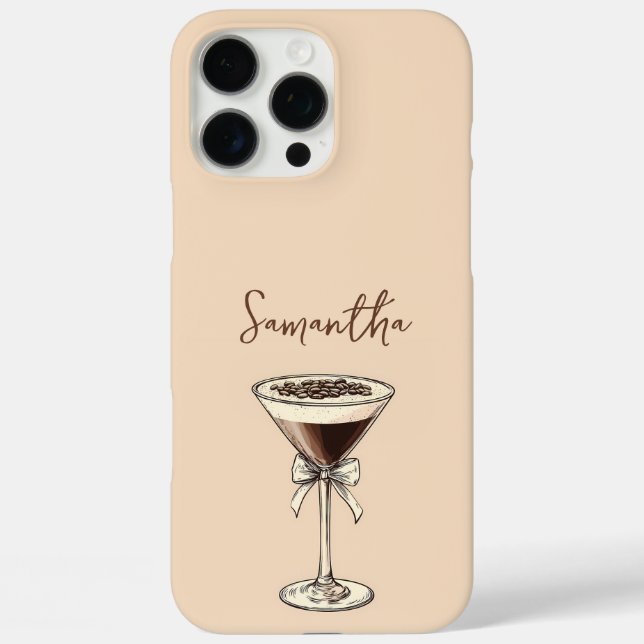 Funda iPhone 16 Pro Max Elegante Espresso Martini Script Nombre personaliz (Reverso )