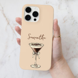Funda iPhone 16 Pro Max Elegante Espresso Martini Script Nombre personaliz
