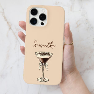 Funda iPhone 16 Pro Max Elegante Espresso Martini Script Nombre personaliz