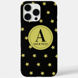 Funda iPhone 16 Pro Max Elegante Estrella con Patrón de Monograma en Oro y