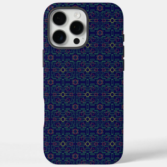 Funda iPhone 16 Pro Max Elegante geométrico azul (Reverso)