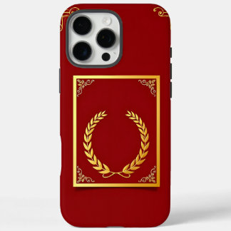 Funda iPhone 16 Pro Max Elegante Laurel dorado en marco rectangular