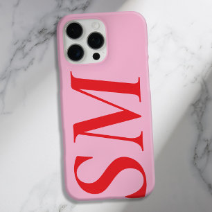 Funda iPhone 16 Pro Max Elegante Monograma inicial rojo negrita