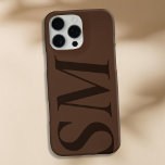 Funda iPhone 16 Pro Max Elegante negrita negrita Monograma inicial<br><div class="desc">Estuche de teléfono monograma inicial elegante marrón negrita. Crea tu propio estuche para iPhone personalizado con el nombre inicial del personalizado.</div>
