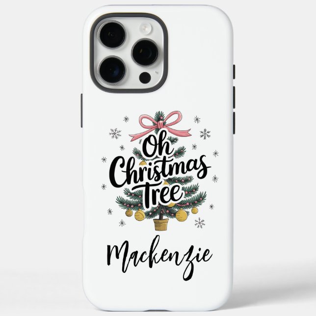 Funda iPhone 16 Pro Max Elegante Oh Navidad Árbol de Navidad Personalizado (Reverso)