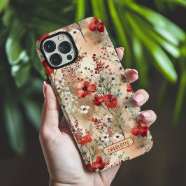 Funda iPhone 16 Pro Max Elegante patrón floral de acuarela personalizado