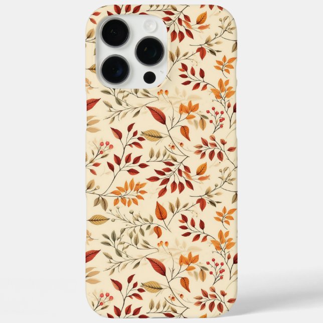 Funda iPhone 16 Pro Max Elegante patrón floral de otoño (Reverso )