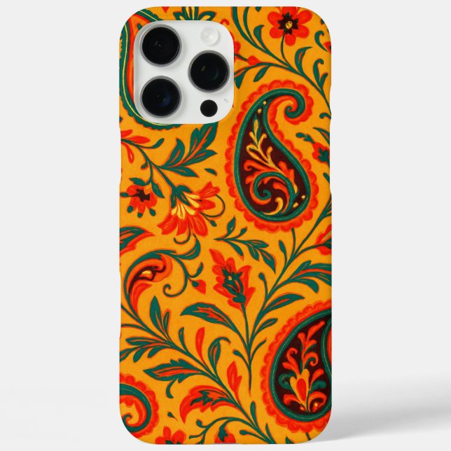 Funda iPhone 16 Pro Max Elegante patrón floral de paisley (Reverso )
