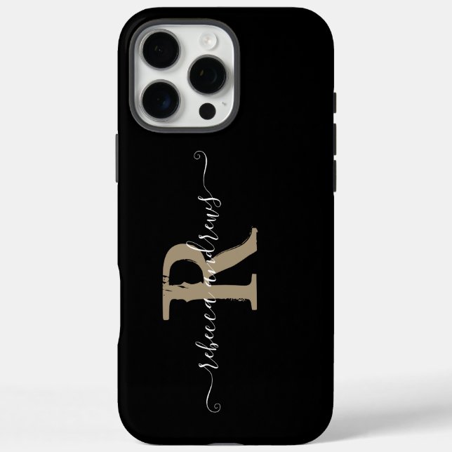 Funda iPhone 16 Pro Max Elegante Personalizado de nombres de script de mon (Reverso)
