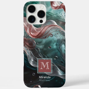 Funda iPhone 16 Pro Max Elegante Rosa antiguo y tipografía de agua de seda