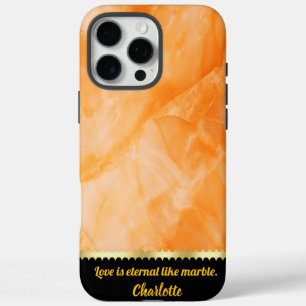 Funda iPhone 16 Pro Max Elegante textura de mármol naranja cálido