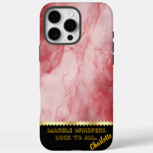 Funda iPhone 16 Pro Max Elegante textura de mármol rojo con impresionantes
