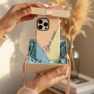 Funda iPhone 16 Pro Max Elegante vintage de los 80s Bloque de color Nombre